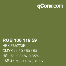 颜色代码: RGB 106 119 59 | qconv.com