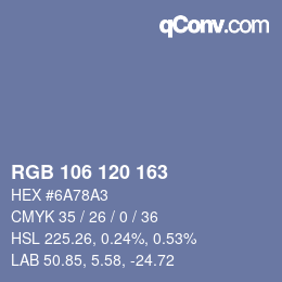 Color code: RGB 106 120 163 | qconv.com