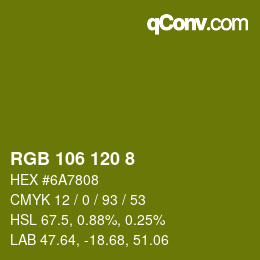 颜色代码: RGB 106 120 8 | qconv.com
