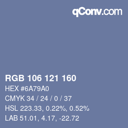颜色代码: RGB 106 121 160 | qconv.com