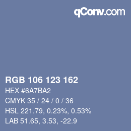 カラーコード: RGB 106 123 162 | qconv.com