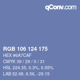 Código de color: RGB 106 124 175 | qconv.com