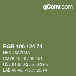 カラーコード: RGB 106 124 74 | qconv.com