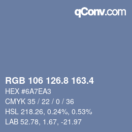 カラーコード: RGB 106 126.8 163.4 | qconv.com
