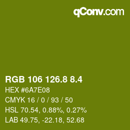カラーコード: RGB 106 126.8 8.4 | qconv.com