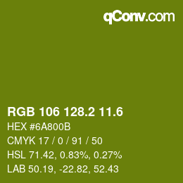 カラーコード: RGB 106 128.2 11.6 | qconv.com