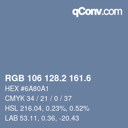 カラーコード: RGB 106 128.2 161.6 | qconv.com