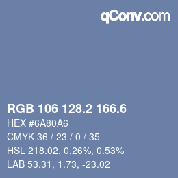 カラーコード: RGB 106 128.2 166.6 | qconv.com