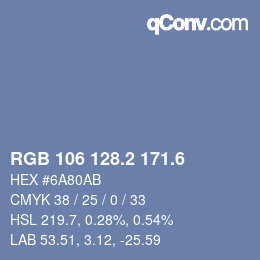 カラーコード: RGB 106 128.2 171.6 | qconv.com