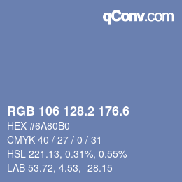 カラーコード: RGB 106 128.2 176.6 | qconv.com