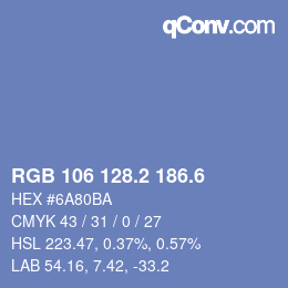 カラーコード: RGB 106 128.2 186.6 | qconv.com