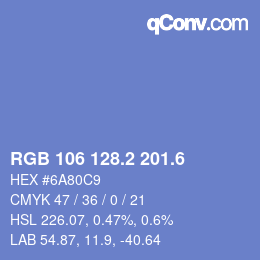 カラーコード: RGB 106 128.2 201.6 | qconv.com