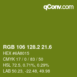 カラーコード: RGB 106 128.2 21.6 | qconv.com