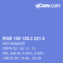 カラーコード: RGB 106 128.2 221.6 | qconv.com