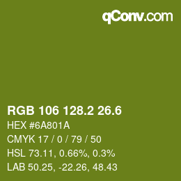 カラーコード: RGB 106 128.2 26.6 | qconv.com