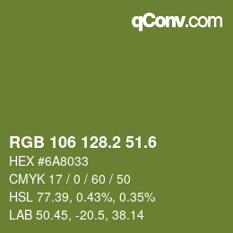 カラーコード: RGB 106 128.2 51.6 | qconv.com