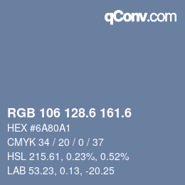 カラーコード: RGB 106 128.6 161.6 | qconv.com