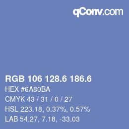 カラーコード: RGB 106 128.6 186.6 | qconv.com