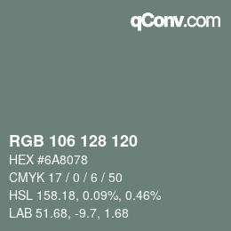 カラーコード: RGB 106 128 120 | qconv.com