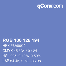 カラーコード: RGB 106 128 194 | qconv.com