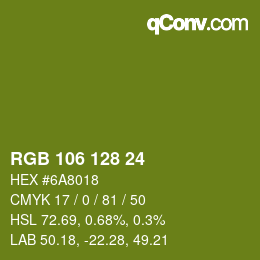カラーコード: RGB 106 128 24 | qconv.com