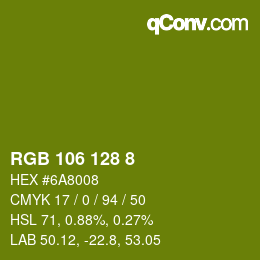 カラーコード: RGB 106 128 8 | qconv.com