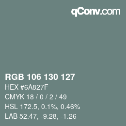 Código de color: RGB 106 130 127 | qconv.com