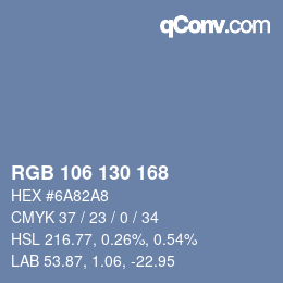 Color code: RGB 106 130 168 | qconv.com