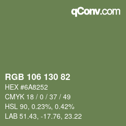 Farbcode: RGB 106 130 82 | qconv.com