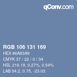 颜色代码: RGB 106 131 169 | qconv.com