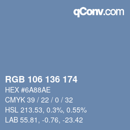 Color code: RGB 106 136 174 | qconv.com