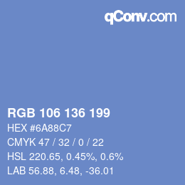 カラーコード: RGB 106 136 199 | qconv.com