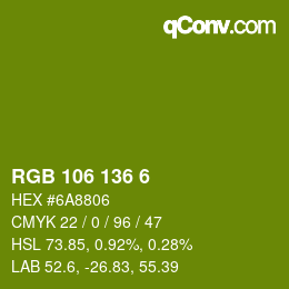 Color code: RGB 106 136 6 | qconv.com