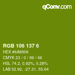 Color code: RGB 106 137 6 | qconv.com