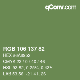 Farbcode: RGB 106 137 82 | qconv.com