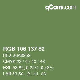 Color code: RGB 106 137 82 | qconv.com