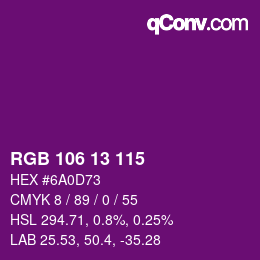 Color code: RGB 106 13 115 | qconv.com