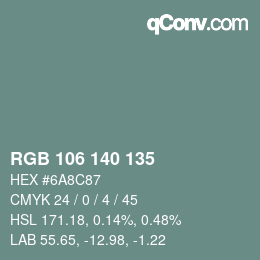 颜色代码: RGB 106 140 135 | qconv.com