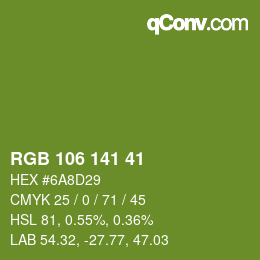 Farbcode: RGB 106 141 41 | qconv.com