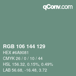Farbcode: RGB 106 144 129 | qconv.com