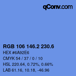 カラーコード: RGB 106 146.2 230.6 | qconv.com