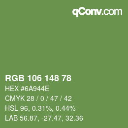 Farbcode: RGB 106 148 78 | qconv.com