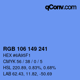 Farbcode: RGB 106 149 241 | qconv.com