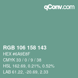 Color code: RGB 106 158 143 | qconv.com