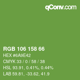 Código de color: RGB 106 158 66 | qconv.com