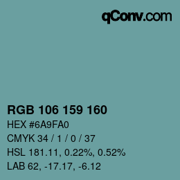 Código de color: RGB 106 159 160 | qconv.com