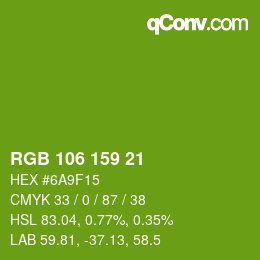 颜色代码: RGB 106 159 21 | qconv.com