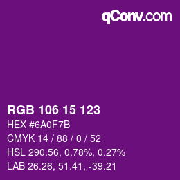 Código de color: RGB 106 15 123 | qconv.com