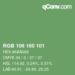 Código de color: RGB 106 160 101 | qconv.com