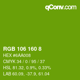 カラーコード: RGB 106 160 8 | qconv.com